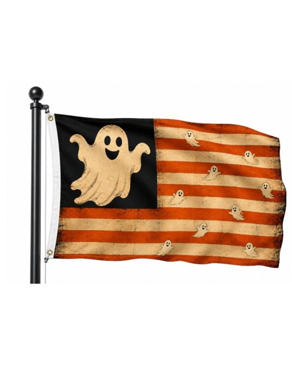 Halloween Ghost American Flag 3x5ft Spooky Patriotic Flag Ghosts Outdoor Porch